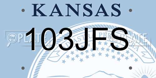 103JFS Kansas License Plate