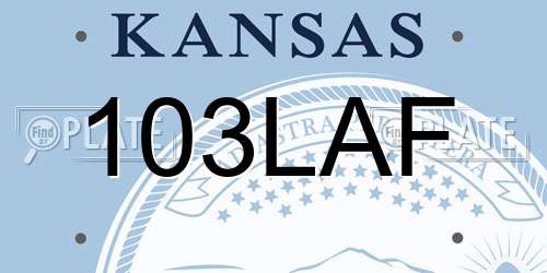 103LAF Kansas License Plate