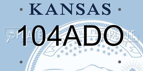 104ADO Kansas License Plate