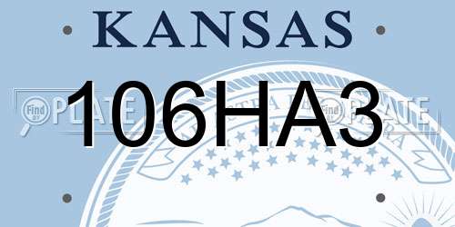 106HA3 Kansas License Plate