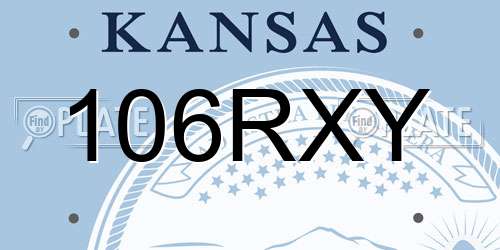 106RXY Kansas License Plate
