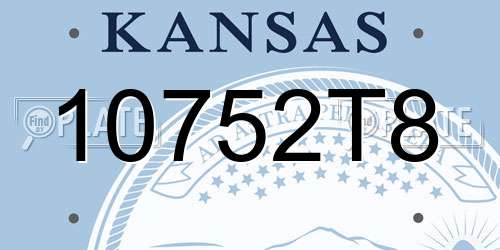 10752T8 Kansas License Plate