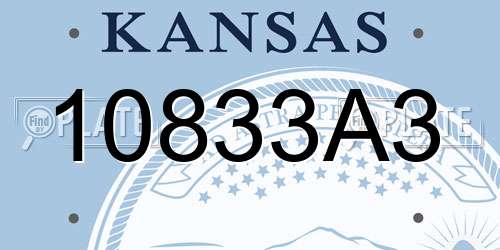 10833A3 Kansas License Plate