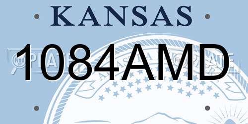 1084AMD Kansas License Plate