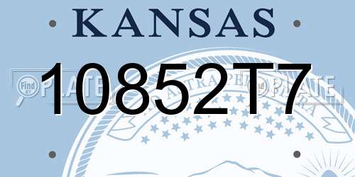 10852T7 Kansas License Plate