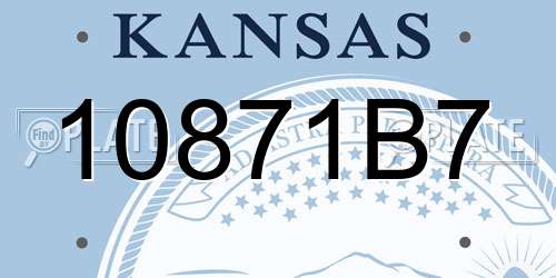 10871B7 Kansas License Plate