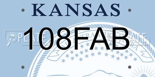 108FAB Kansas License Plate