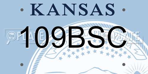109BSC Kansas License Plate