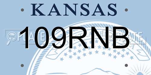 109RNB Kansas License Plate