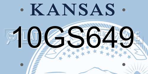 10GS649 Kansas License Plate