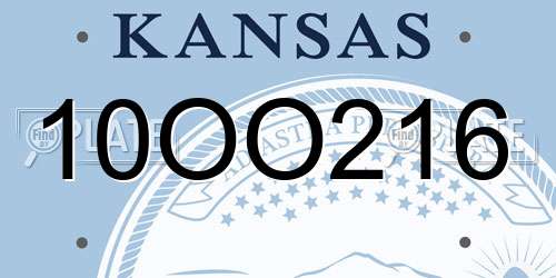 10OO216 Kansas License Plate