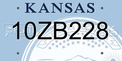 10ZB228 Kansas License Plate