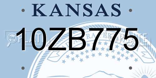 10ZB775 Kansas License Plate