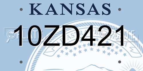 10ZD421 Kansas License Plate