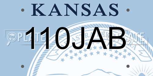 110JAB Kansas License Plate