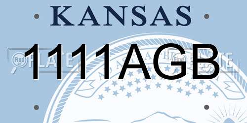 1111AGB Kansas License Plate