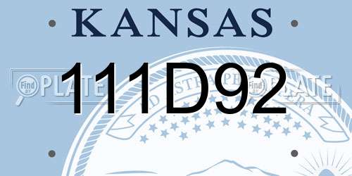 111D92 Kansas License Plate