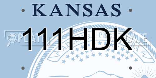111HDK Kansas License Plate