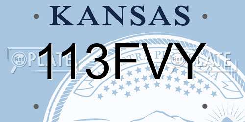 113FVY Kansas License Plate