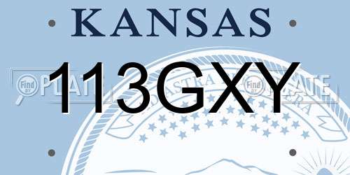 113GXY Kansas License Plate