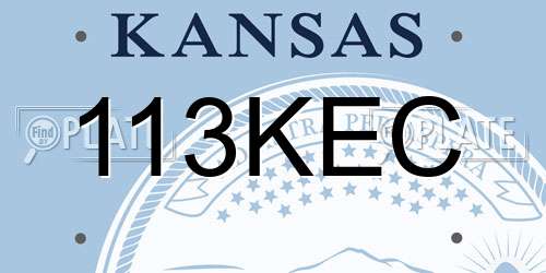 113KEC Kansas License Plate