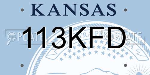 113KFD Kansas License Plate