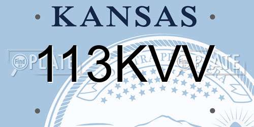 113KVV Kansas License Plate