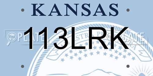 113LRK Kansas License Plate