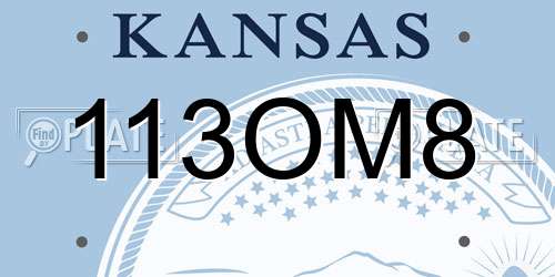 113OM8 Kansas License Plate