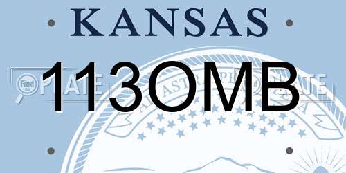 113OMB Kansas License Plate