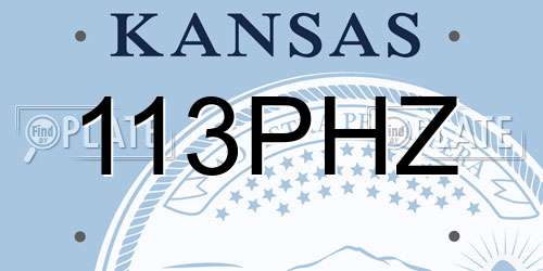 113PHZ Kansas License Plate