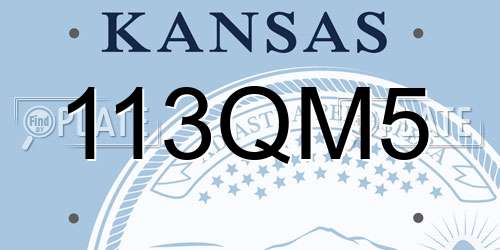 113QM5 Kansas License Plate