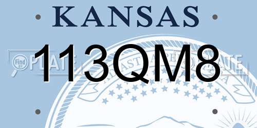 113QM8 Kansas License Plate