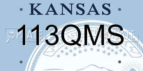113QMS Kansas License Plate