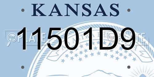 11501D9 Kansas License Plate