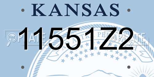 11551Z2 Kansas License Plate