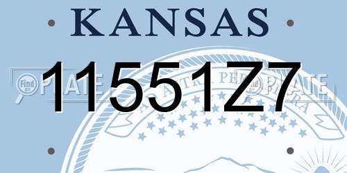 11551Z7 Kansas License Plate