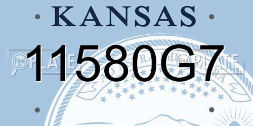 11580G7 Kansas License Plate