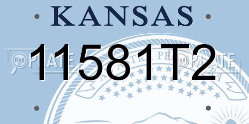 11581T2 Kansas License Plate
