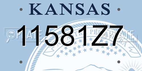 11581Z7 Kansas License Plate