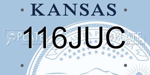 116JUC Kansas License Plate