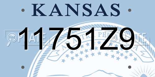 11751Z9 Kansas License Plate
