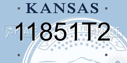 11851T2 Kansas License Plate