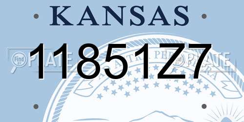 11851Z7 Kansas License Plate