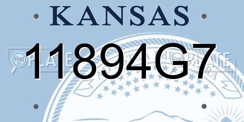 11894G7 Kansas License Plate