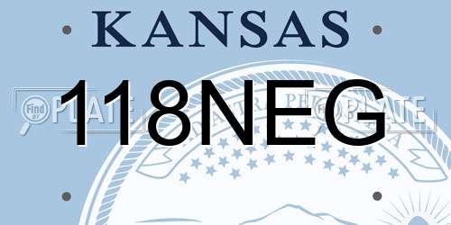 118NEG Kansas License Plate