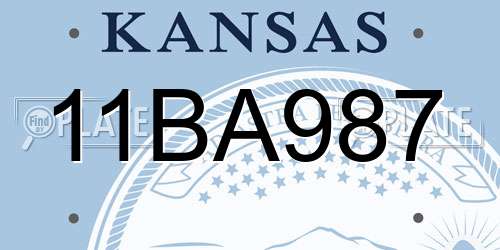 11BA987 Kansas License Plate