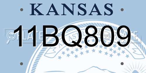 11BQ809 Kansas License Plate