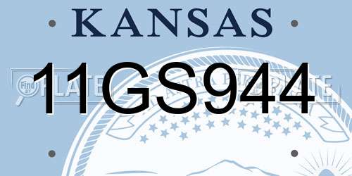 11GS944 Kansas License Plate
