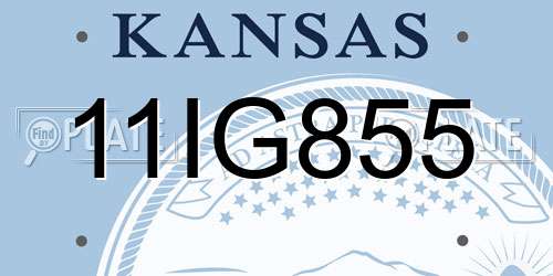 11IG855 Kansas License Plate